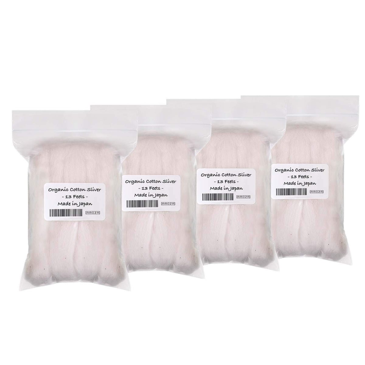 AMOZA Japanese Organic Cotton Sliver 13ft pack ready for sewing and crafting
