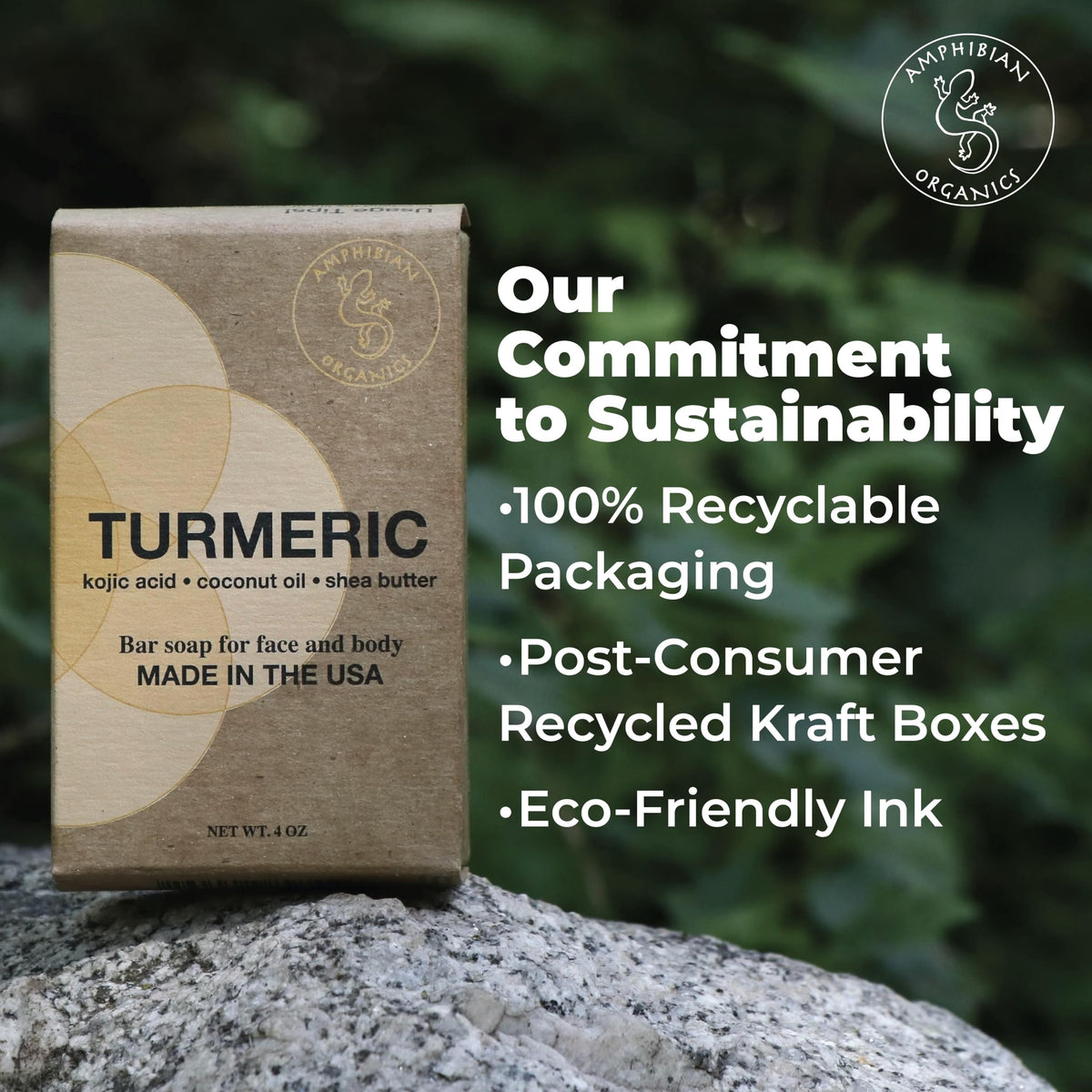 Amphibian Organics turmeric kojic soap bar leaves skin soft and smooth