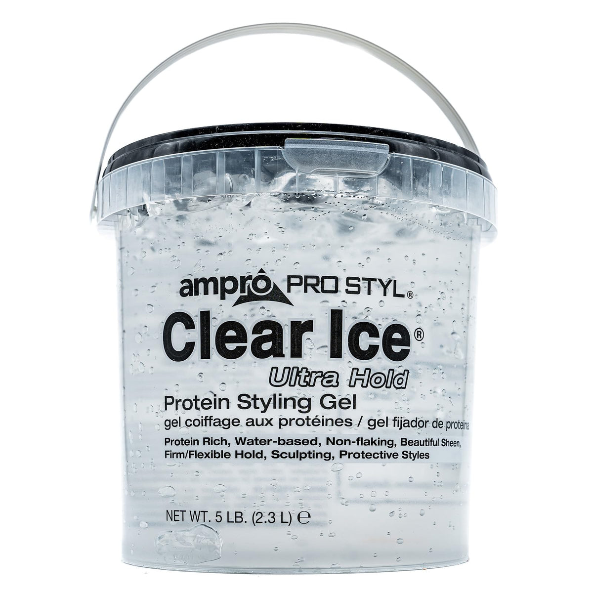 AmPro Pro Styl Clear Ice Gel bottle pour for smooth, even distribution on hair