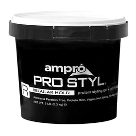 AmPro Pro Styl Styling Gel bottle shows non-flaking flexible hold for defined styles.