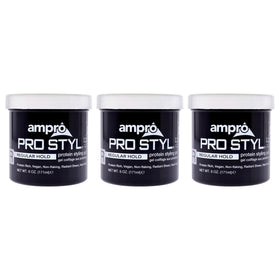 AmPro Pro Styl Styling Gel bottle showing non-flaking, firm hold for defined looks.