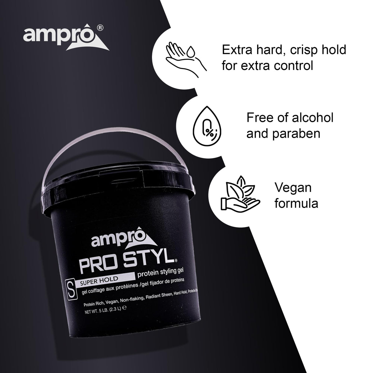 Shine and definition from AmPro Pro Styl Styling Gel on textured hair.