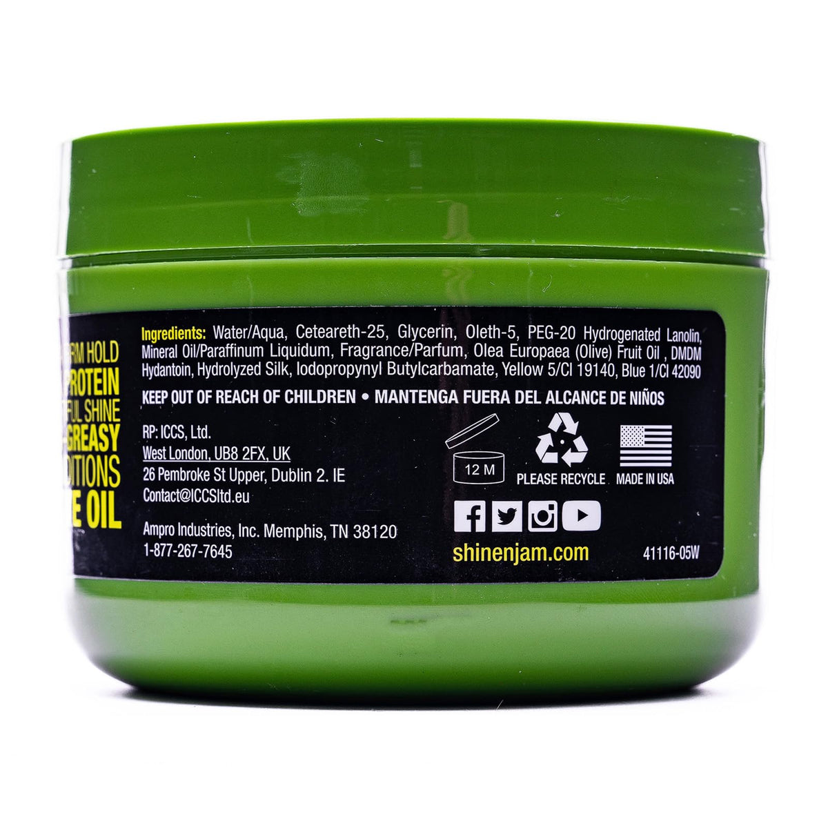 AmPro Shine-n-Jam Edges 8 oz packaging for on-the-go styling