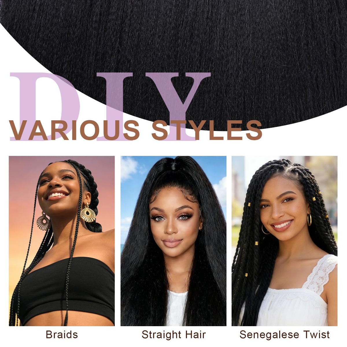 AMUMI braiding hair color 4; smooth flow resembling natural hair.