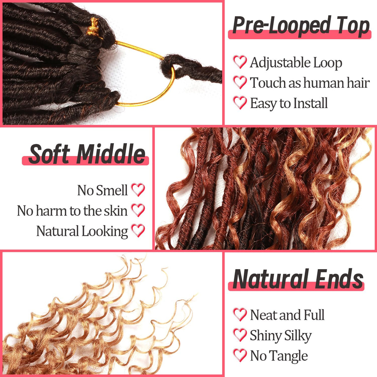 AMUMI Goddess Locs 24 inch soft texture highlights smooth curls