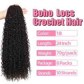 AMUMI Soft Boho Locs 24in length demonstrates dramatic, voluminous waves for bold styles.