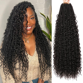 AMUMI Soft Boho Locs closeup shows fluffy texture for natural volume and charm.