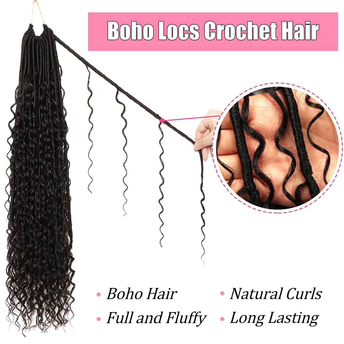 AMUMI Soft Boho Locs eight-pack packaging highlights convenient, ready-to-use crochet hair.