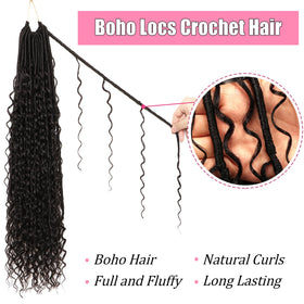 AMUMI Soft Boho Locs eight-pack packaging highlights convenient, ready-to-use crochet hair.