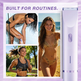 AMURS bikini trimmer includes clip-on guard and USB-C charging cable.