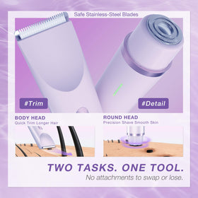 AMURS bikini trimmer rounded head enables precise bikini line touch-ups.