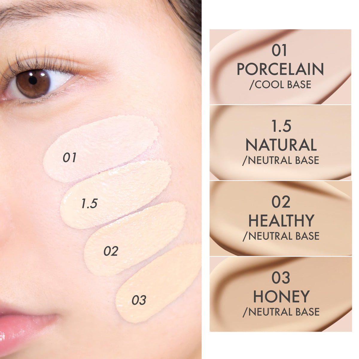 AMUSE SEOUL 24-hour stay-true adherence visual highlight for long wear on skin.