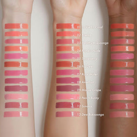 Amuse Seoul Daisy Flower Dew Tint amethyst lips-on demonstrates long-lasting color with hydration