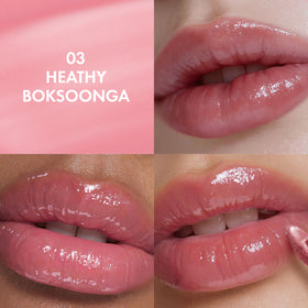 Amuse Seoul Daisy Flower Dew Tint application close-up shows smooth glide.