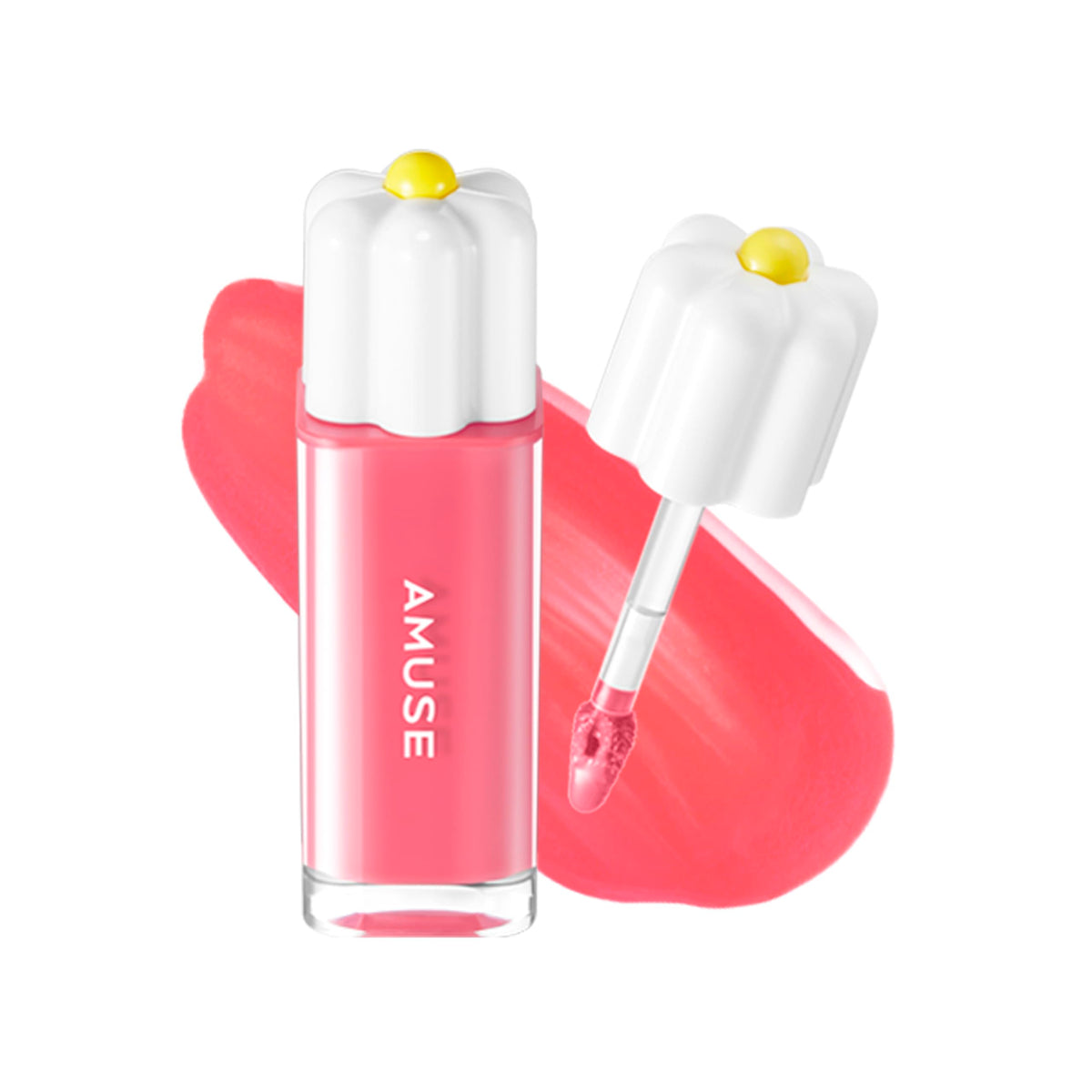 Amuse Seoul Daisy Flower Dew Tint Breeze bottle close-up showing dewy gloss finish