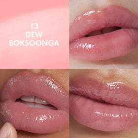 Amuse Seoul Daisy Flower Dew Tint glossy finish close-up reveals dewy shine.