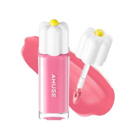Amuse Seoul Daisy Flower Dew Tint rose water bottle shows hydration and transfer-free shine.
