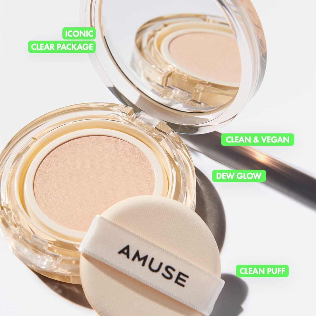 Amuse Seoul Dew Jelly Cushion elasticity-enhancing formula lifts the look.