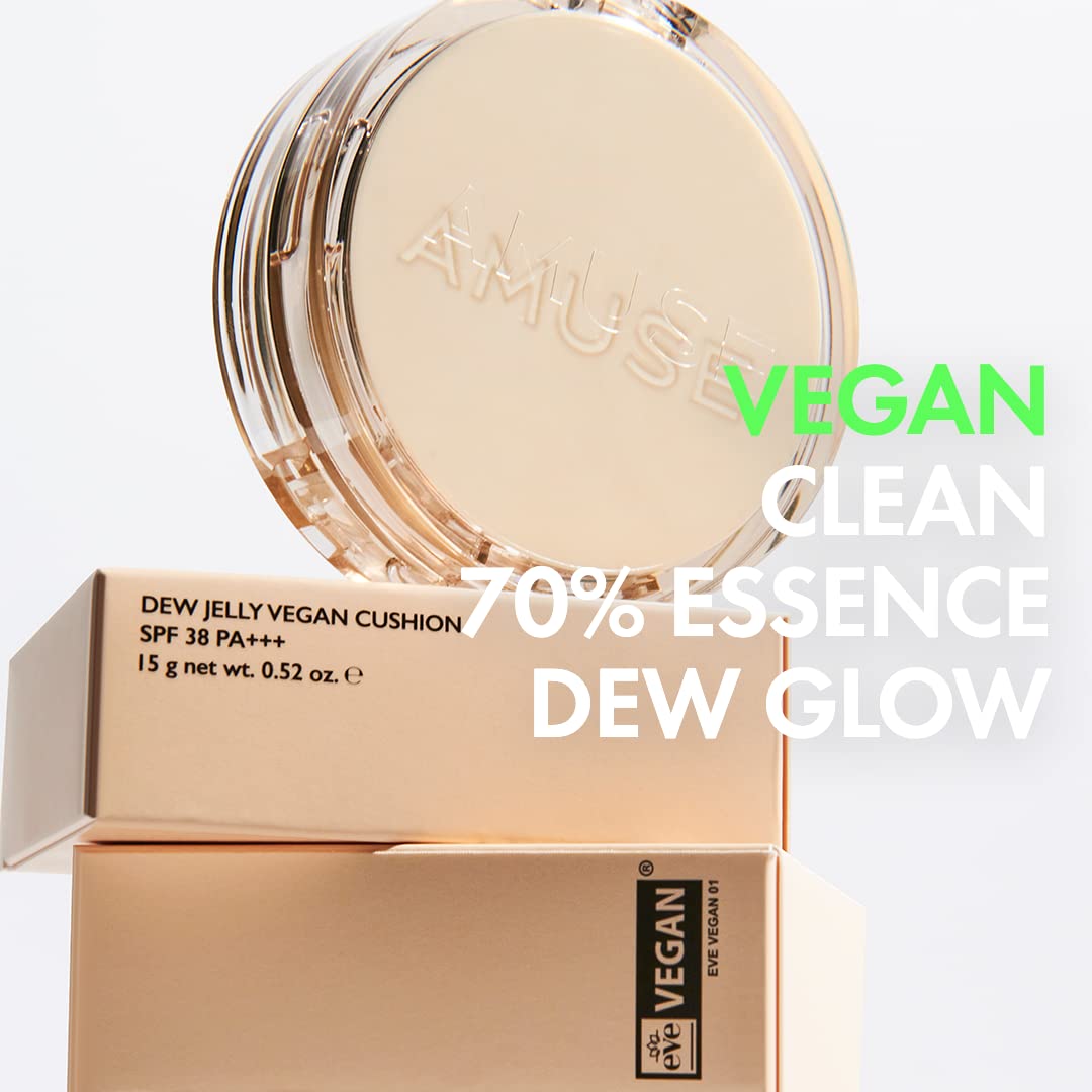 Amuse Seoul Dew Jelly Cushion swatch on skin reveals dewy finish.