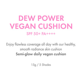 Amuse Seoul Dew Power cushion 24h-coverage maintains an even tone with lasting wear.