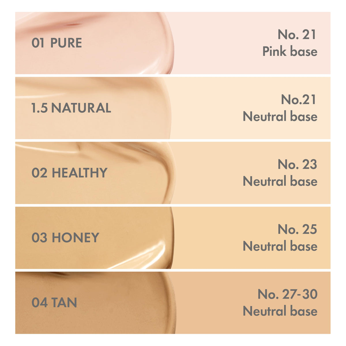Amuse Seoul Dew Power cushion five-shades offers warm, cool, and neutral undertones.
