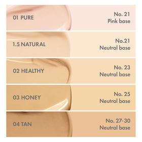 Amuse Seoul Dew Power cushion five-shades offers warm, cool, and neutral undertones.