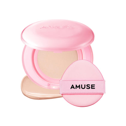 Amuse Seoul Dew Power cushion glow-application shows instant hydration and glassy radiance.