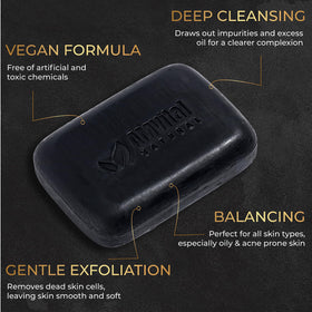 AMVital charcoal soap on face and body daily-use scene