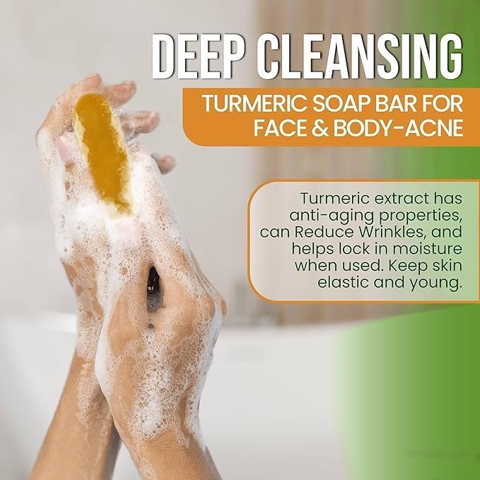 AMVital Turmeric Soap Bar hand application for versatile daily use