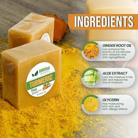 AMVital Turmeric Soap Bar textured block emphasizes handmade quality and purity