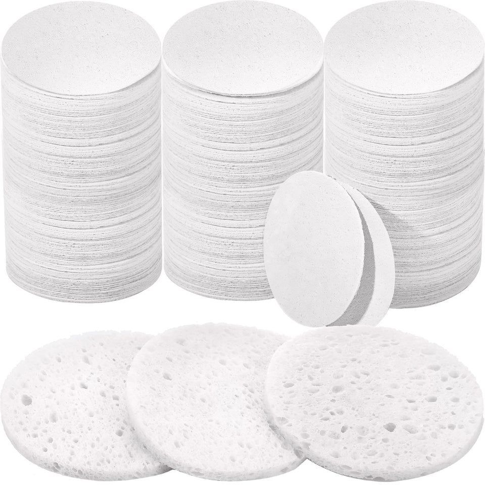 Amyhill 300 count compressed facial sponges pack for bulk daily cleansing.