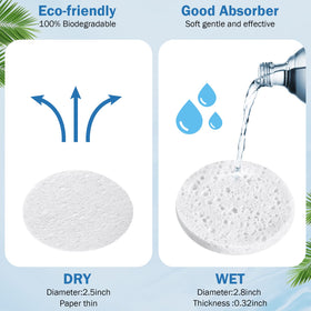Amyhill compressed facial sponge diameter 2-5 inches and thin profile, ready for travel.