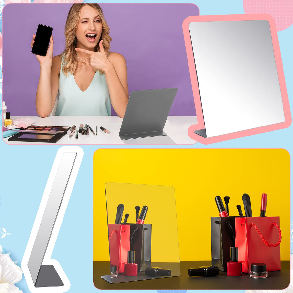 Amyhill durable desktop mirror designed for makeup skincare and shaving routines