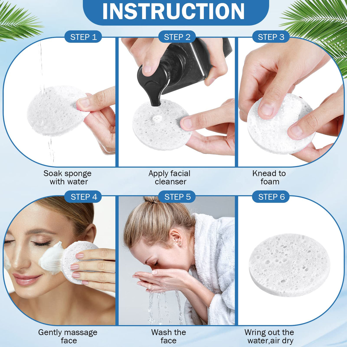 Amyhill travel-friendly reusable face sponge, compact for on the go cleansing.