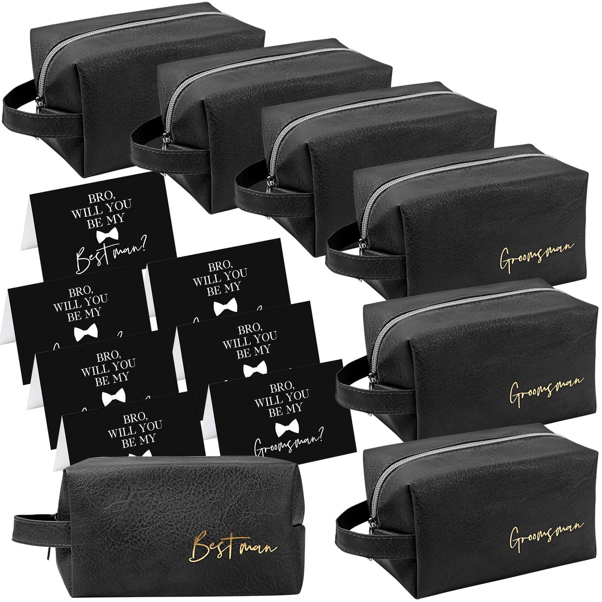 Amylove best-man gift toiletry bag in black for organized travel.