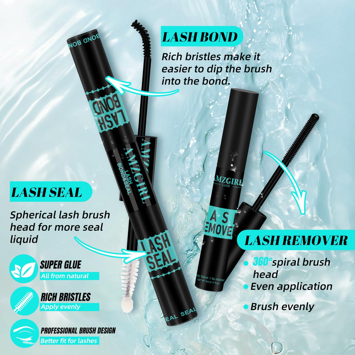 AMZGIRL LASH application process showing curl and precise placement.
