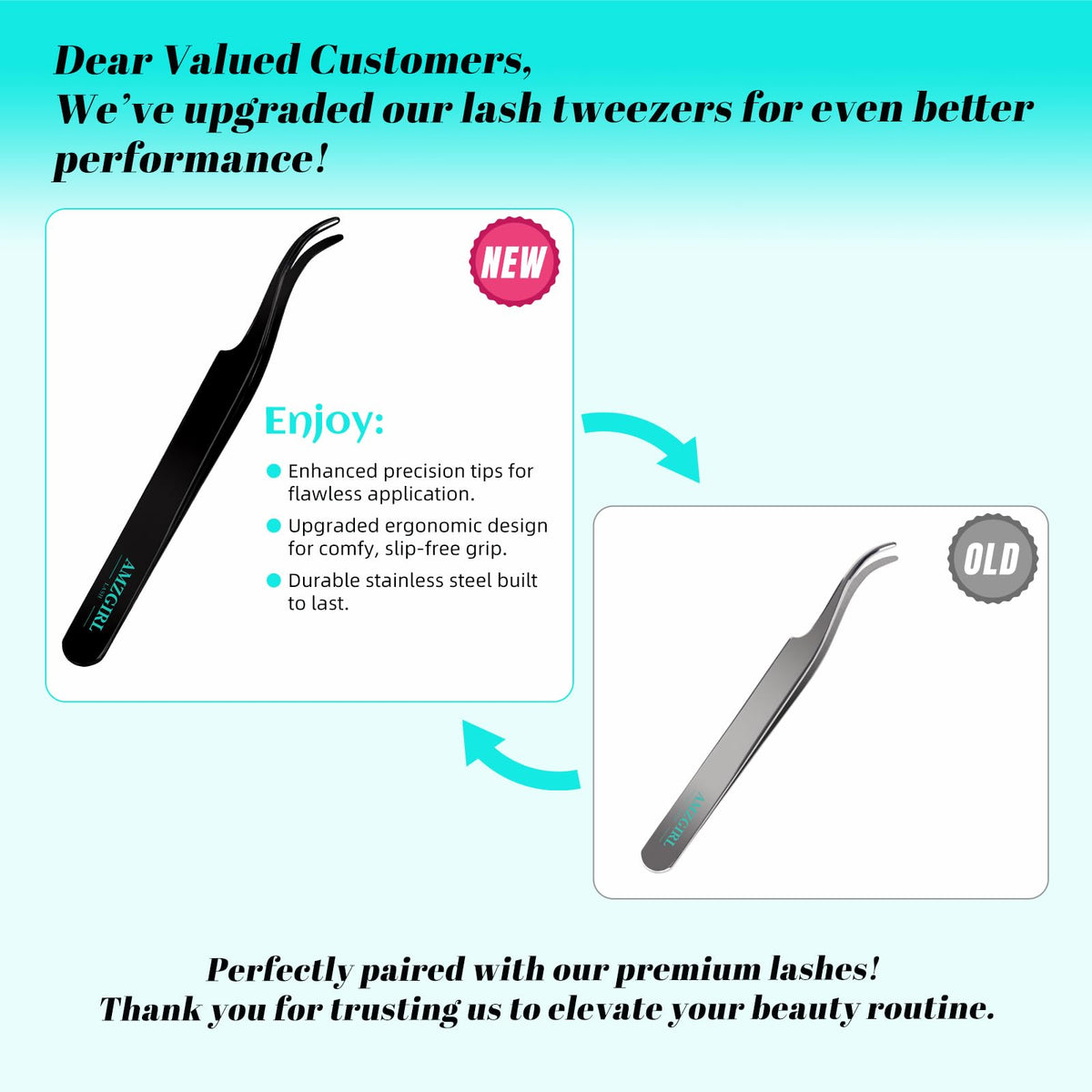 AMZGIRL LASH clusters in 50D 9–16mm range for versatile looks.
