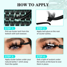 AMZGIRL LASH D-10-18mm wispy clusters for customizable looks.