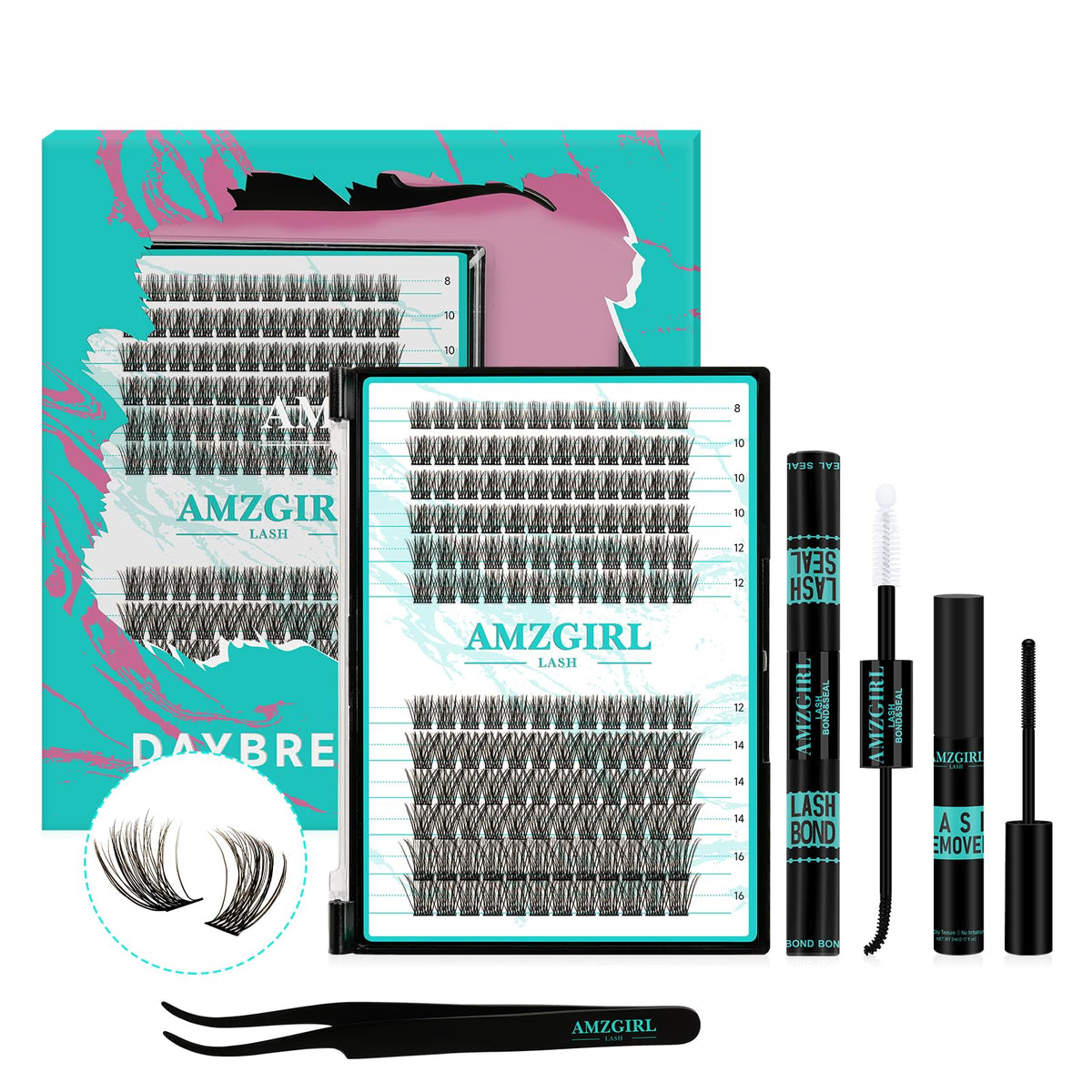 AMZGIRL LASH Daybreak cluster kit for at-home extensions with natural look