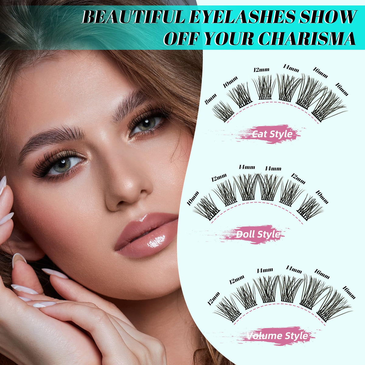 AMZGIRL LASH kit contents close-up shows tools and lashes