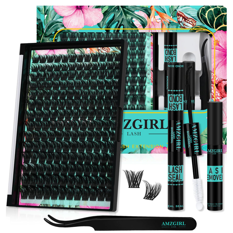 AMZGIRL LASH Tulip Kit 168pcs clusters for a natural look; easy at-home DIY.