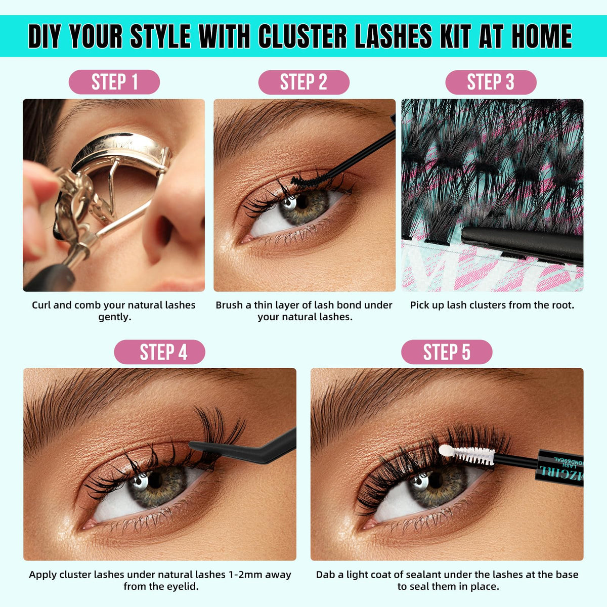 AMZGIRL LASH mixed-length 10-16mm lashes for natural-looking clusters