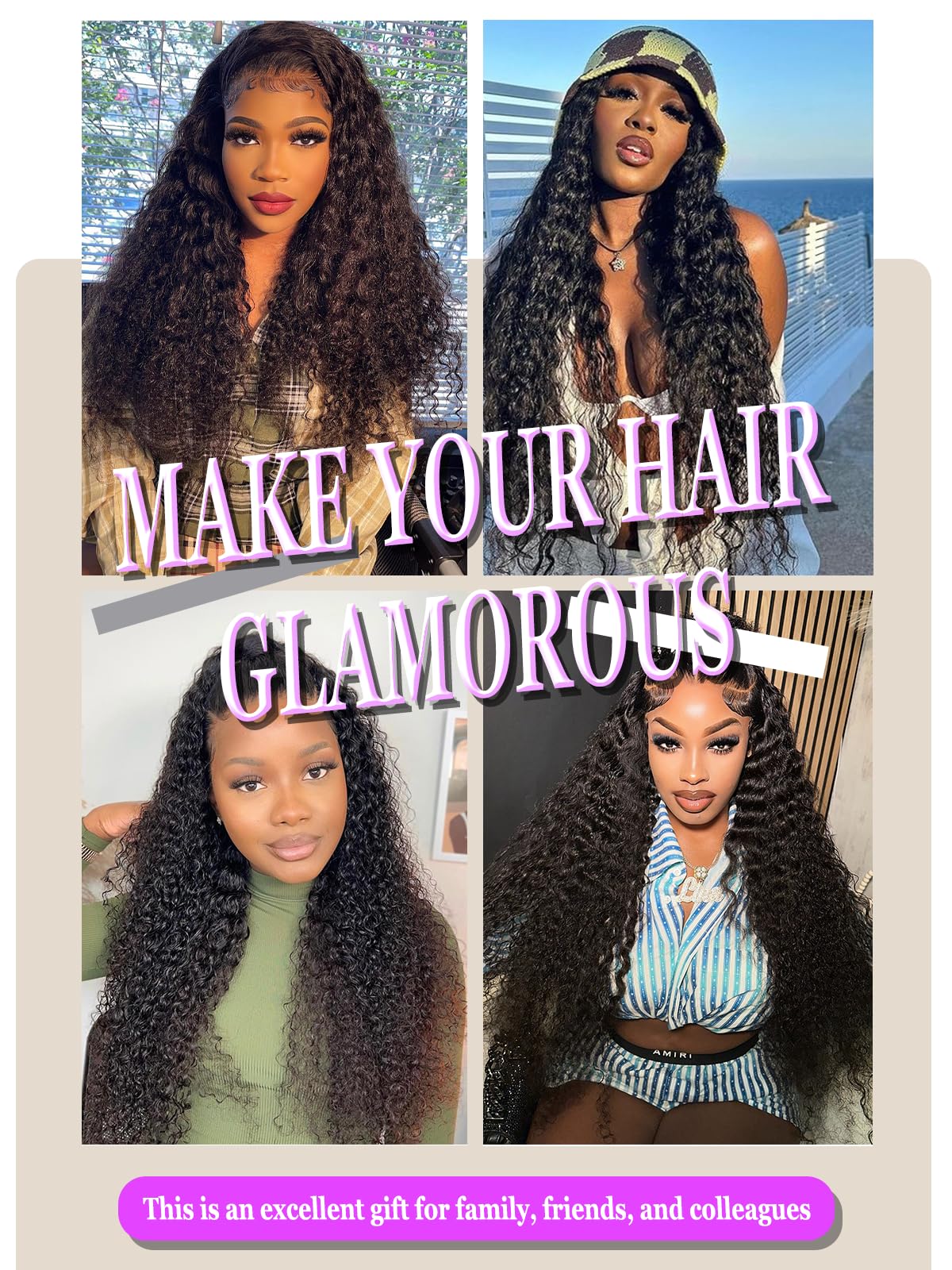 Amzluck natural color deep wave wig ideal for everyday looks.