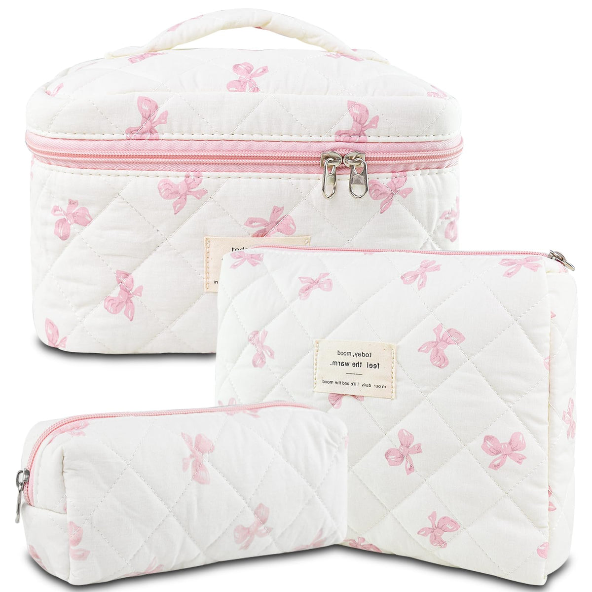 AMZMA quilted floral makeup bag for organized cosmetics on the go.