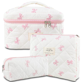 AMZMA quilted floral makeup bag for organized cosmetics on the go.