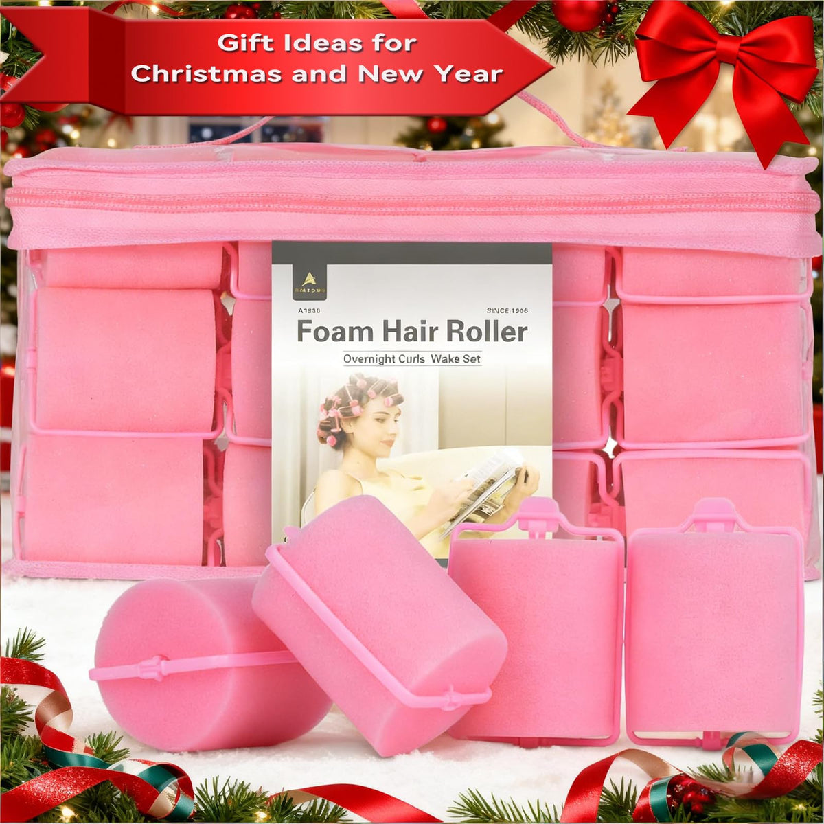 Amzpus pink foam roller set with a soft finish for comfortable wear.