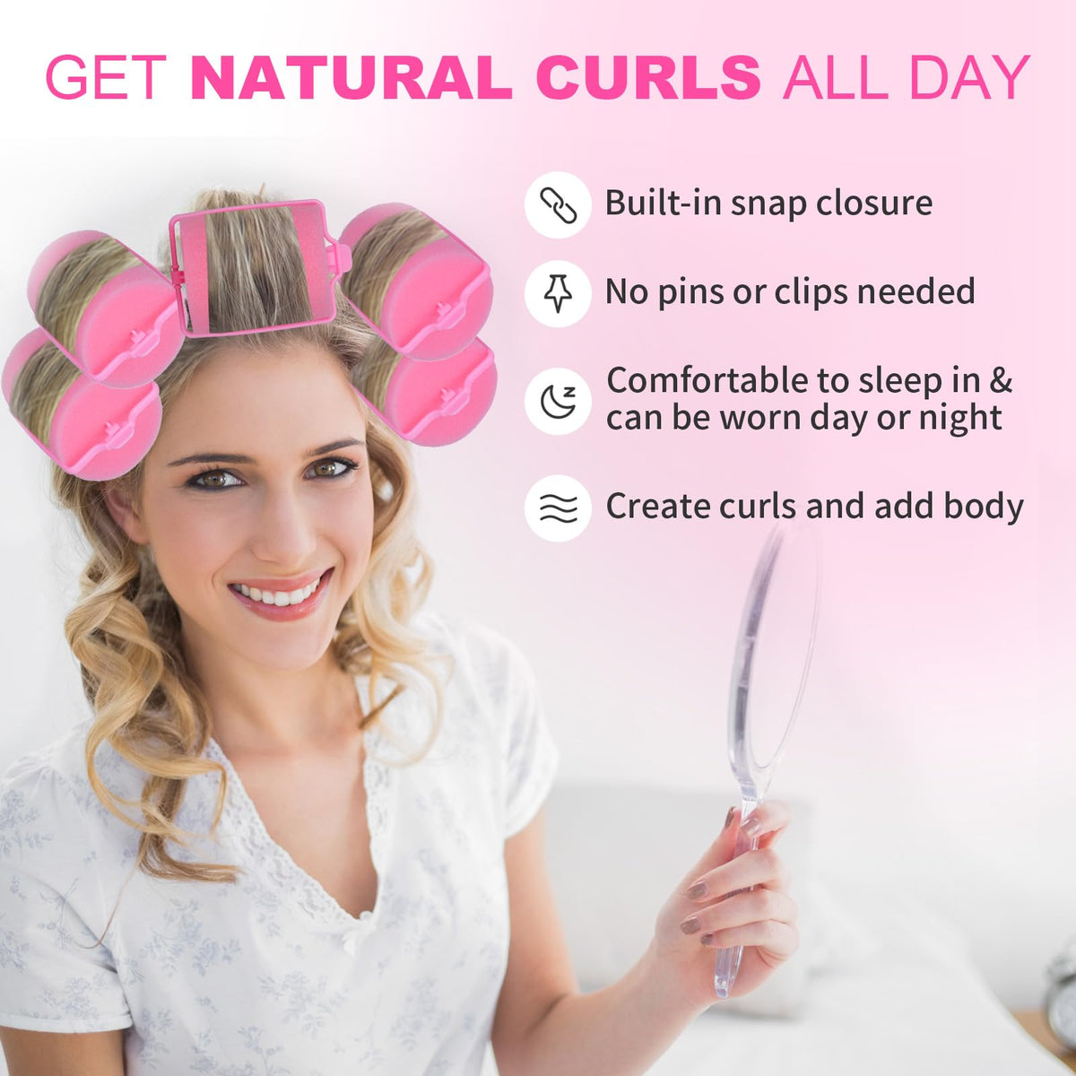 Amzpus sleeping-friendly rollers with flexible foam for comfortable all-night curls.