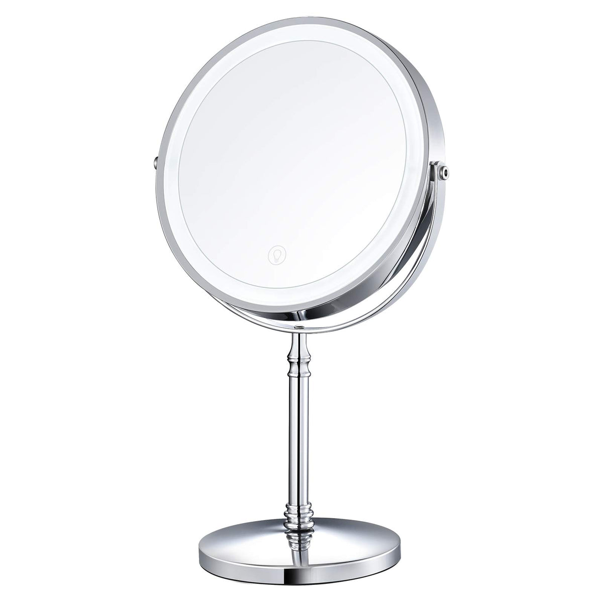 AMZTOLIFE 8-inch lighted makeup mirror front view for precise makeup application