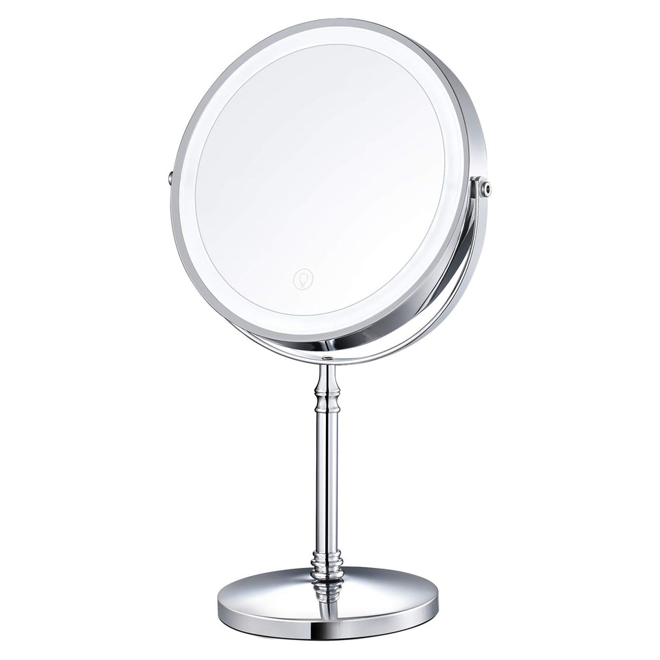 AMZTOLIFE 8-inch lighted makeup mirror front view for precise makeup application