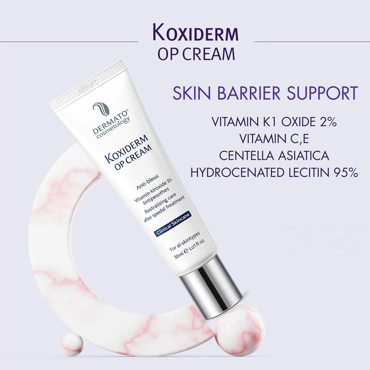 Anacis Vitamin K1 Oxiderm Cream features a silicone-silk base for instant smoothing.